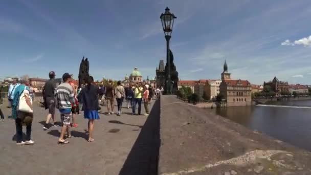 Praga República Checa Verano 2015 Puente Carlos Praga República Checa — Vídeos de Stock