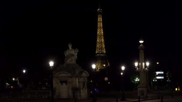 Eiffeltoren Parijs Goedenacht Frankrijk Neergeschoten Uhd — Stockvideo