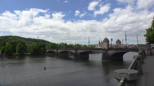 Embankment Vltava River Prague Czech Republic Video — Stock Video