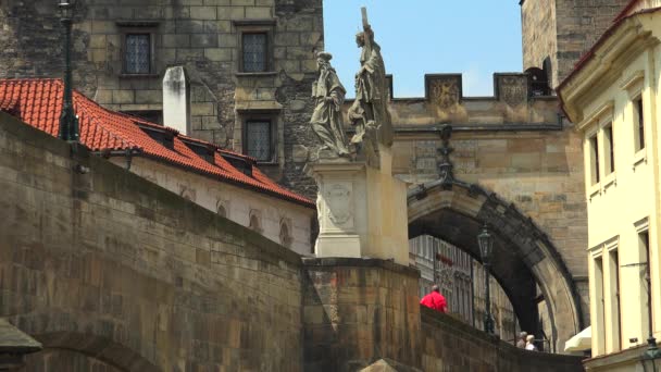 Karelsbrug Praag Tsjechië Video Uhd — Stockvideo