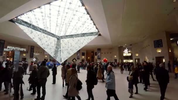 Entréhallen Till Louvren Paris Frankrike Video Uhd — Stockvideo