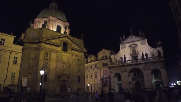 Praag Oud Praag Architectuur Oude Huizen Straten Wijken Goedenacht Tsjechië — Stockvideo