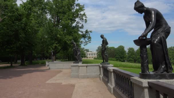 Granieten Terras Pushkin Catherine Park Tsarskoje Selo Architectuur Monumenten Paleizen — Stockvideo