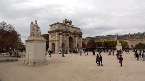 Triumphal Arch Triomphe Carrousel Перед Музеєм Лувр Париж Франція Відео — стокове відео