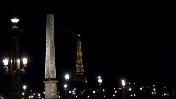 Torre Eiffel Paris Boa Noite França Tiros Uhd — Vídeo de Stock