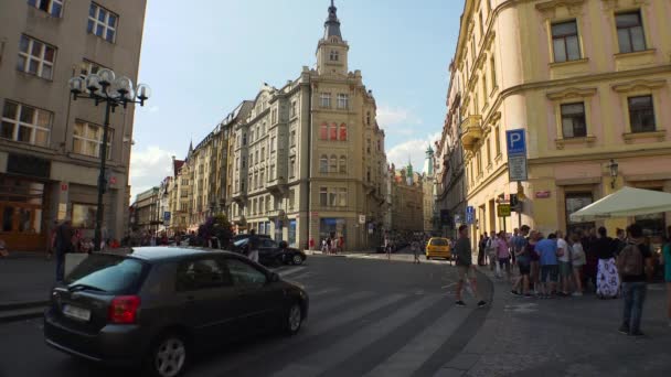 プラハ チェコ共和国 2015年夏 プラハの古代の塔 チェコ共和国 Uhdでのビデオ — ストック動画