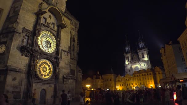 Prague Czech Republic Summer 2015 Old Town Square Празі Ніч — стокове відео