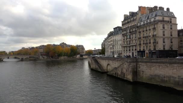 Floden Seine Paris Frankrike Video Uhd — Stockvideo