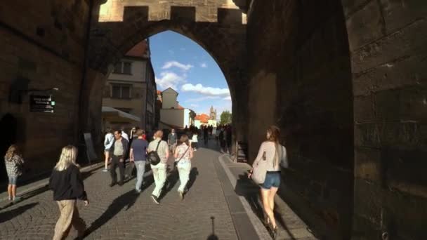 Praag Tsjechië Summer 2015 Karelsbrug Praag Tsjechië Video Uhd — Stockvideo