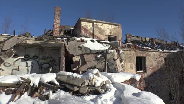 Rovine Detriti Della Vecchia Casa Mattoni Video Uhd Tempo Reale — Video Stock