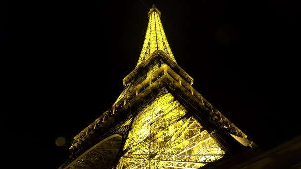 Torre Eiffel París Buenas Noches Francia Disparo Uhd — Vídeo de stock