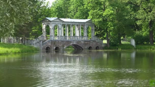 Mermer Köprü Puşkin Catherine Park Tsarskoye Selo Mimari Anıtlar Saraylar — Stok video