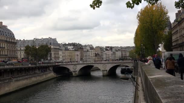 Floden Seine Paris Frankrike Video Uhd — Stockvideo
