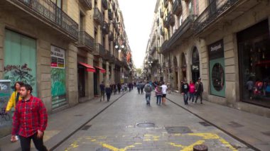 Barselona 'nın Gotik Mahallesi. İspanya. 4K 'da video, UHD