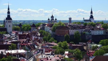 Yaşlı Tallinn. Üst Manzara. Çatı katları. Estonya. 4K 'da video, UHD