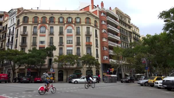 Gamla Vackra Hus Barcelona Spanien Video Uhd — Stockvideo