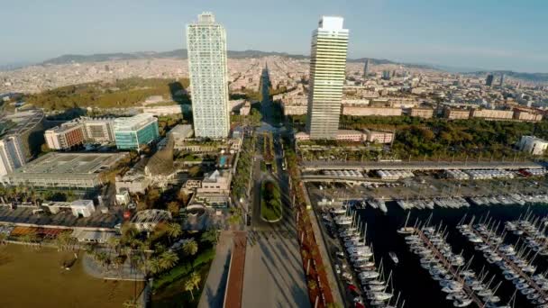 Вид Повітря Барселона Архітектура Будівлі Вулиці Іспанія Відео Uhd Prores — стокове відео