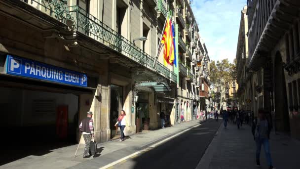 Rua Velha Barcelona Espanha Vídeo Uhd — Vídeo de Stock