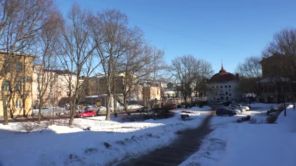 Vyborg Market Square Architecture Video Uhd Real Time — Vídeos de Stock