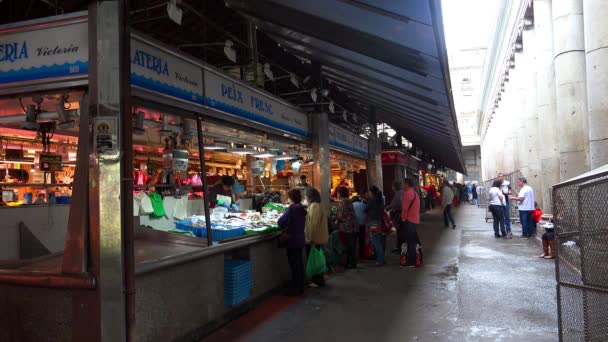 Mercado Alimentos Barcelona España Video Uhd — Vídeos de Stock