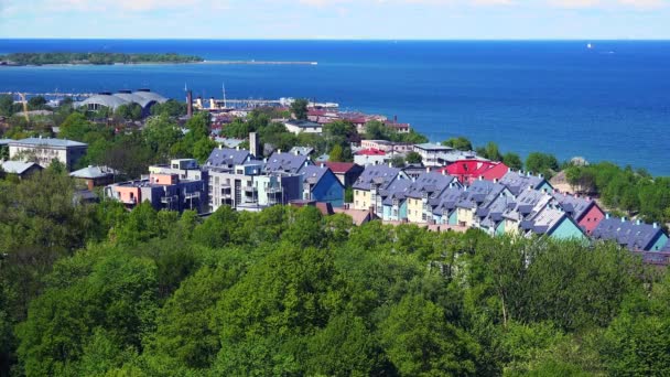 Oude Tallinn Bovenaanzicht Daken Van Huizen Estland Video Uhd — Stockvideo