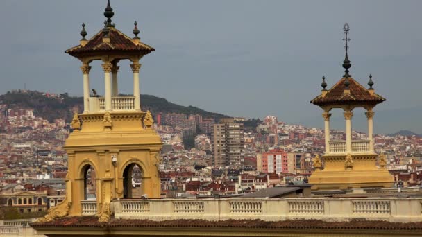 Telhados Casas Antigas Barcelona Espanha Vídeo Uhd — Vídeo de Stock