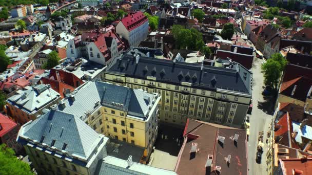 Old Tallinn Top View Roofs Houses Estonia Video Uhd — Stock Video