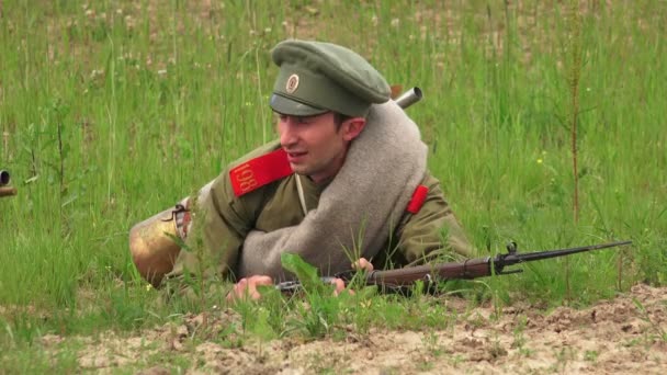 Soldado Ruso Con Rifle Primera Guerra Mundial 1914 1918 Video — Vídeos de Stock