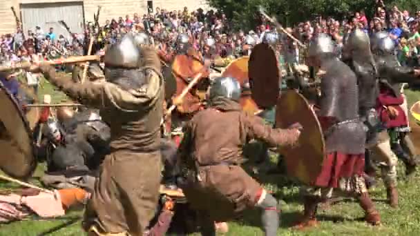 Slag Vikingernes Kamp Middelalderlige Krigere Video Uhd – Stock-video