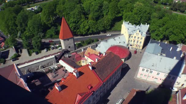 Old Tallinn Top View Roofs Houses Estonia Video Uhd — Stock Video