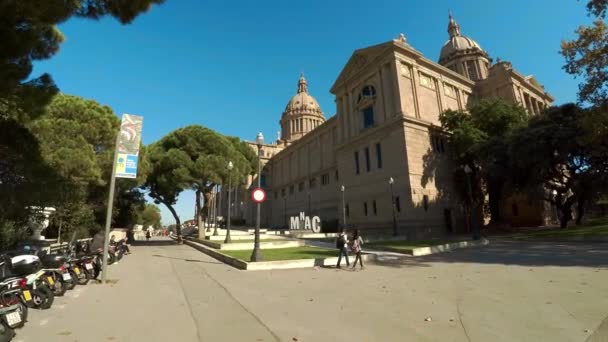 Vista Museu Nacional Arte Catalunha Barcelona Espanha Vídeo Uhd — Vídeo de Stock