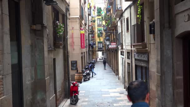 Calle Antigua Barcelona España Video Uhd — Vídeos de Stock