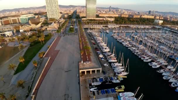 Luchtfoto Barcelona Architectuur Gebouwen Straten Spanje Video Uhd Prores — Stockvideo