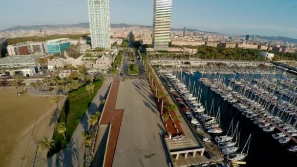Aerial View Barcelona Architecture Buildings Streets Spain Video Uhd Prores — Stock Video