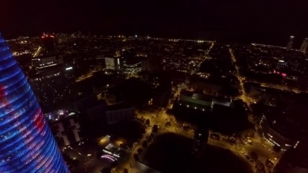 Flygfoto Torre Agbar Barcelona Spanien Prores Alltså God Natt Video — Stockvideo