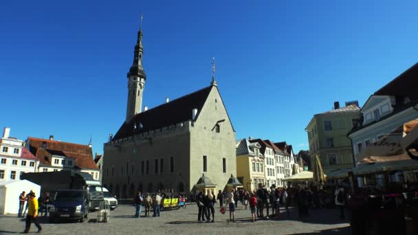 Town Hall Square Old Tallinn Estonia Video Uhd — Stock Video