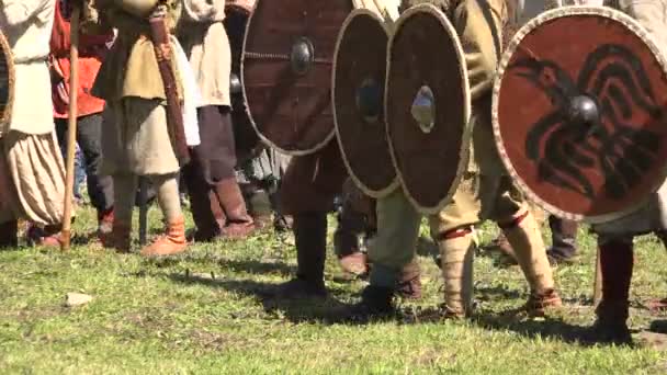 Bitwa Walka Wikingów Średniowieczni Wojownicy Film Rozdzielczości Uhd — Wideo stockowe