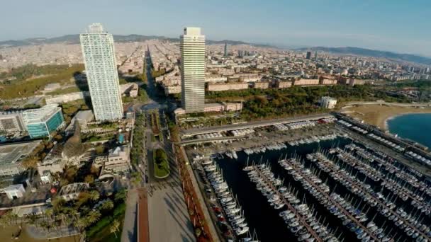 Vista Aerea Barcellona Architettura Edifici Strade Spagna Video Uhd Prores — Video Stock