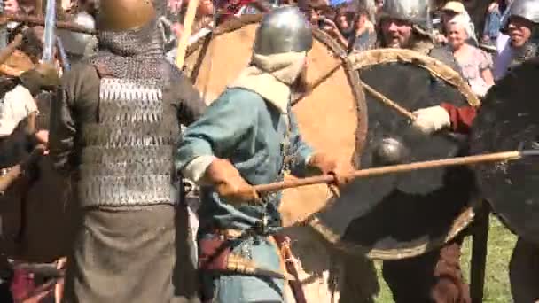 Битва Боротьба Вікінгів Середньовічні Воїни Відео Uhd — стокове відео