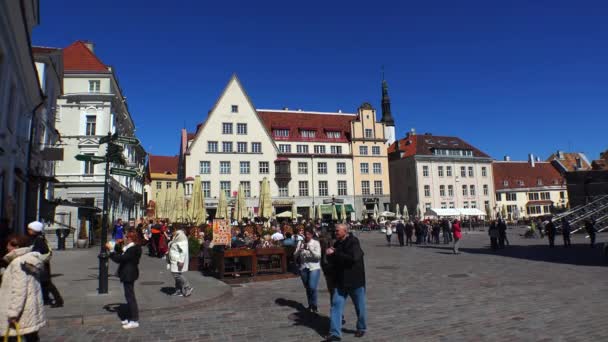 Tallinn Deki Belediye Binası Meydanında Estonya Video Uhd — Stok video