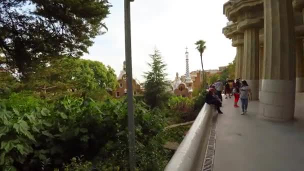 Park Guell Gaudi Barcelona Spanien Video Uhd — Stockvideo