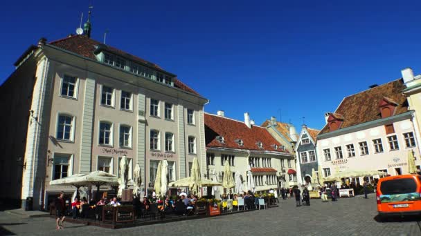 Tallinn Deki Belediye Binası Meydanında Estonya Video Uhd — Stok video