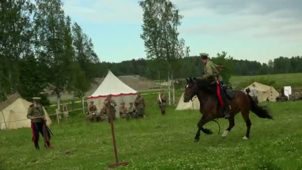 Russian Soldier Riding Horse Shoots Wwi 1914 1918 Video Uhd — Stock Video