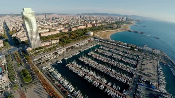 Flygfoto Barcelona Arkitektur Byggnader Och Gator Spanien Video Uhd Bilder — Stockvideo