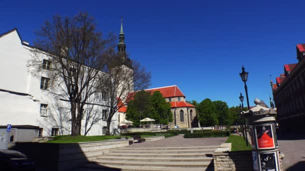 Oude Tallinn Architectuur Oude Huizen Straten Wijken Video Uhd — Stockvideo