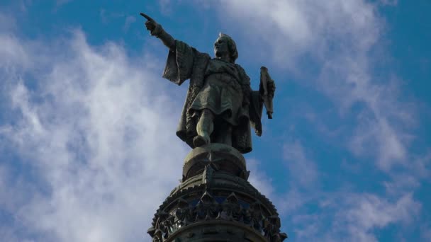 Columbus Monument Barcelona Spain Video Uhd — Stock Video