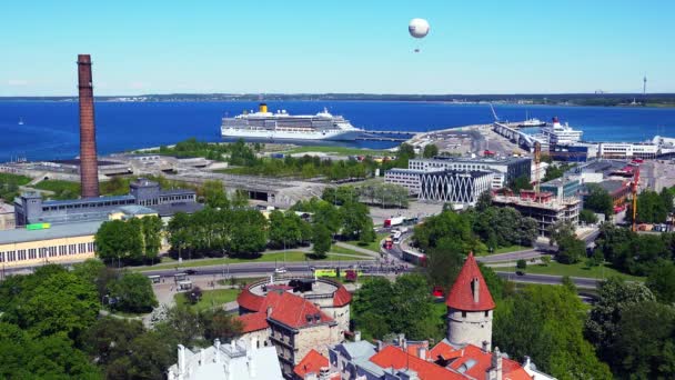 Vieux Tallinn Vue Dessus Toits Maisons Estonie Vidéo Uhd — Video