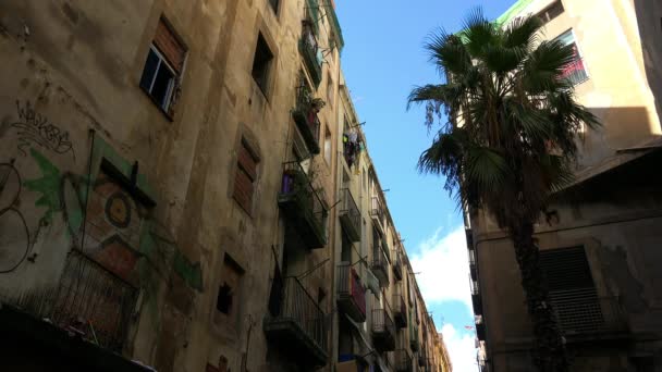 Kirli Sokaklar Barselona Nın Kenar Mahalleleri Spanya Video Uhd — Stok video