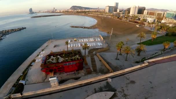 Luchtfoto Barcelona Architectuur Gebouwen Straten Spanje Video Uhd Prores — Stockvideo