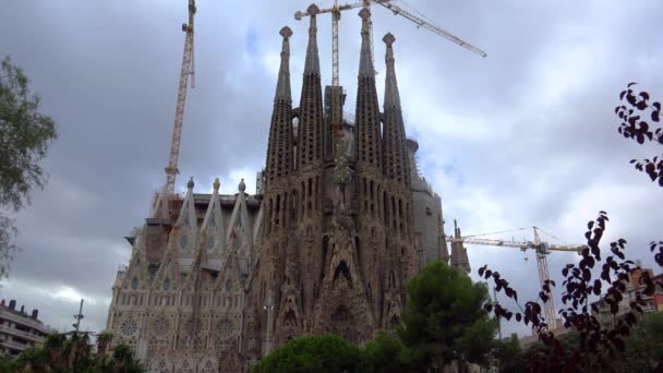 Cattedrale Della Sagrada Familia Barcellona Spagna Video Uhd — Video Stock